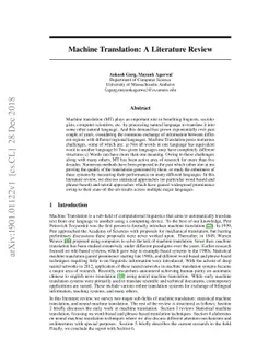 Machine Translation: A Literature Review