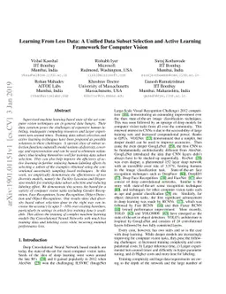 Learning From Less Data: A Unified Data Subset Selection and Active
  Learning Framework for Computer Vision