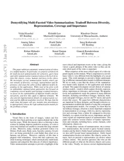 Demystifying Multi-Faceted Video Summarization: Tradeoff Between
  Diversity,Representation, Coverage and Importance