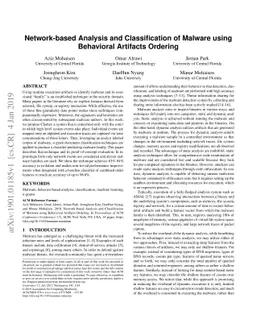 Network-based Analysis and Classification of Malware using Behavioral
  Artifacts Ordering