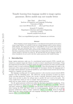 Transfer learning from language models to image caption generators:
  Better models may not transfer better