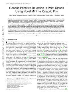 Generic Primitive Detection in Point Clouds Using Novel Minimal Quadric
  Fits