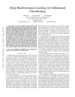 Deep Reinforcement Learning for Imbalanced Classification