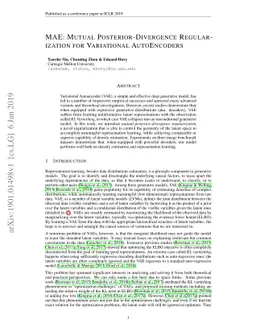 MAE: Mutual Posterior-Divergence Regularization for Variational
  AutoEncoders