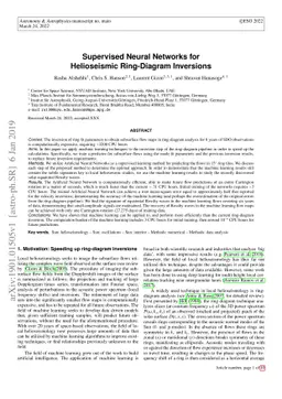 Supervised Neural Networks for Helioseismic Ring-Diagram Inversions