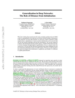 Generalization in Deep Networks: The Role of Distance from
  Initialization
