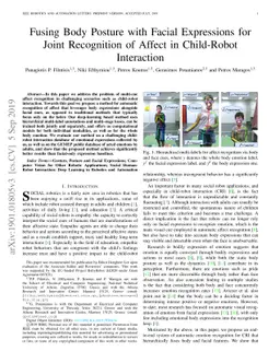 Fusing Body Posture with Facial Expressions for Joint Recognition of
  Affect in Child-Robot Interaction