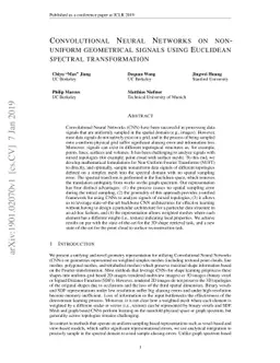 Convolutional Neural Networks on non-uniform geometrical signals using
  Euclidean spectral transformation