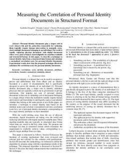 Measuring the Correlation of Personal Identity Documents in Structured
  Format