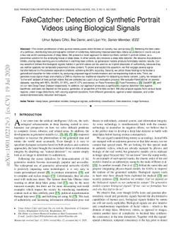 FakeCatcher: Detection of Synthetic Portrait Videos using Biological
  Signals