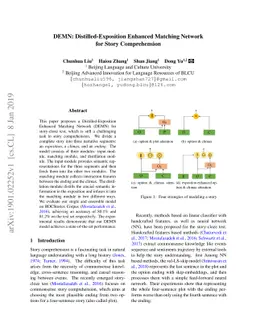 DEMN: Distilled-Exposition Enhanced Matching Network for Story
  Comprehension