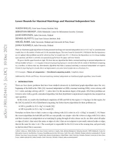 Lower bounds for maximal matchings and maximal independent sets