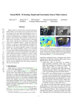 Neural RGB->D Sensing: Depth and Uncertainty from a Video Camera