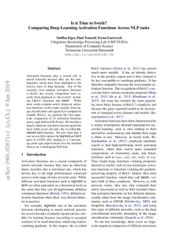 Is it Time to Swish? Comparing Deep Learning Activation Functions Across
  NLP tasks
