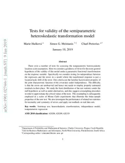 Tests for validity of the semiparametric heteroskedastic transformation
  model