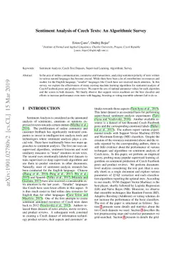 Sentiment Analysis of Czech Texts: An Algorithmic Survey