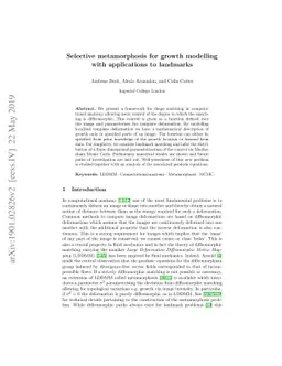 Selective metamorphosis for growth modelling with applications to
  landmarks