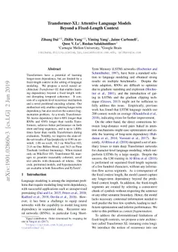 Transformer-XL: Attentive Language Models Beyond a Fixed-Length Context