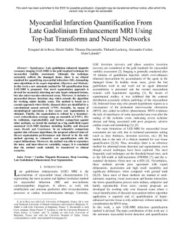Myocardial Infarction Quantification From Late Gadolinium Enhancement
  MRI Using Top-hat Transforms and Neural Networks
