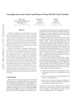 Extending Adversarial Attacks and Defenses to Deep 3D Point Cloud
  Classifiers