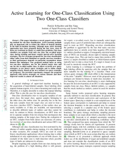 Active Learning for One-Class Classification Using Two One-Class
  Classifiers