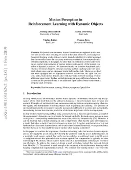 Motion Perception in Reinforcement Learning with Dynamic Objects