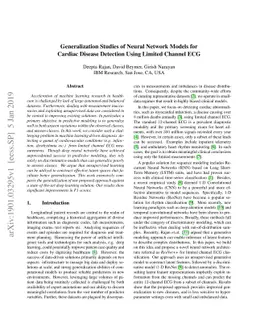 Generalization Studies of Neural Network Models for Cardiac Disease
  Detection Using Limited Channel ECG