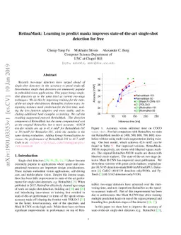 RetinaMask: Learning to predict masks improves state-of-the-art
  single-shot detection for free