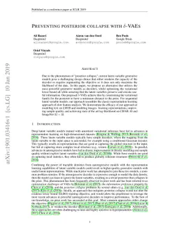 Preventing Posterior Collapse with delta-VAEs
