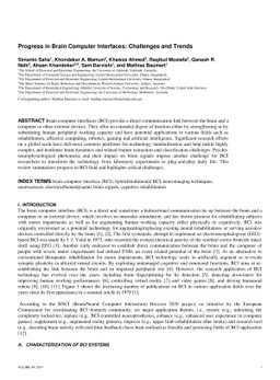 Progress in Brain Computer Interfaces: Challenges and Trends
