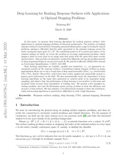 Deep Learning for Ranking Response Surfaces with Applications to Optimal
  Stopping Problems