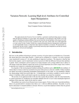 Variation Network: Learning High-level Attributes for Controlled Input
  Manipulation
