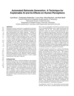 Automated Rationale Generation: A Technique for Explainable AI and its
  Effects on Human Perceptions