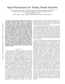 Input Prioritization for Testing Neural Networks