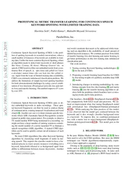 Prototypical Metric Transfer Learning for Continuous Speech Keyword
  Spotting With Limited Training Data
