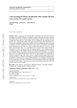 Active learning for binary classification with variable selection