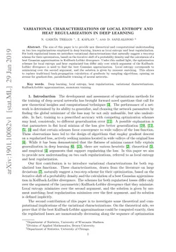Variational Characterizations of Local Entropy and Heat Regularization
  in Deep Learning