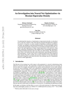 An Investigation into Neural Net Optimization via Hessian Eigenvalue
  Density