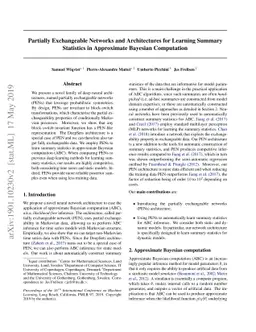 Partially Exchangeable Networks and Architectures for Learning Summary
  Statistics in Approximate Bayesian Computation