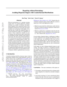 Repairing without Retraining: Avoiding Disparate Impact with
  Counterfactual Distributions