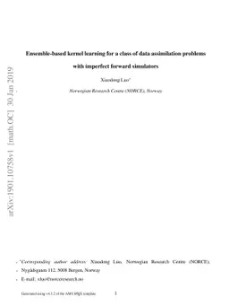 Ensemble-based kernel learning for a class of data assimilation problems
  with imperfect forward simulators