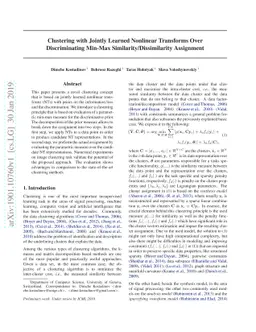 Clustering with Jointly Learned Nonlinear Transforms Over Discriminating
  Min-Max Similarity/Dissimilarity Assignment
