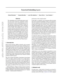 Tensorized Embedding Layers for Efficient Model Compression