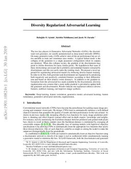 Diversity Regularized Adversarial Learning