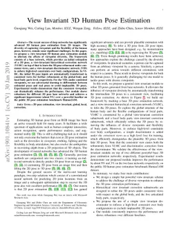 View Invariant 3D Human Pose Estimation