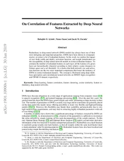 On Correlation of Features Extracted by Deep Neural Networks