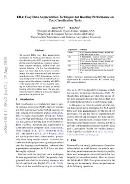 EDA: Easy Data Augmentation Techniques for Boosting Performance on Text
  Classification Tasks