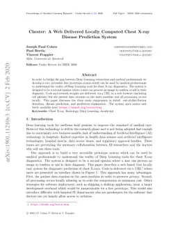 Chester: A Web Delivered Locally Computed Chest X-Ray Disease Prediction
  System