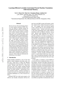 Learning Efficient Lexically-Constrained Neural Machine Translation with
  External Memory
