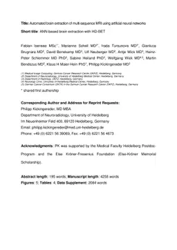 Automated brain extraction of multi-sequence MRI using artificial neural
  networks